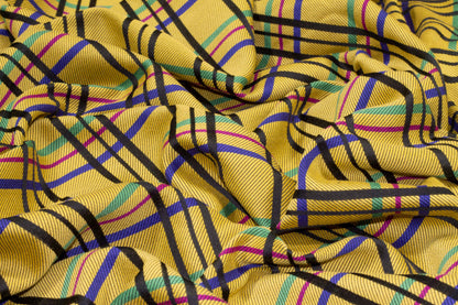 Yellow Multicolor Plaid Italian Wool Suiting - Prime Fabrics