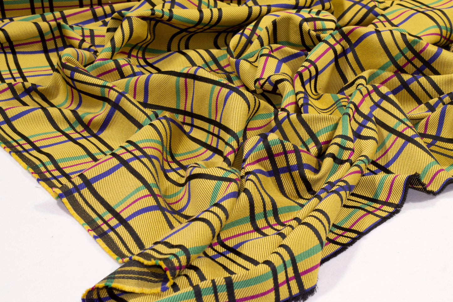 Yellow Multicolor Plaid Italian Wool Suiting - Prime Fabrics
