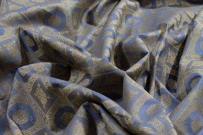 Khaki and Periwinkle Silk - Prime Fabrics