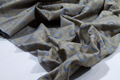 Khaki and Periwinkle Silk - Prime Fabrics