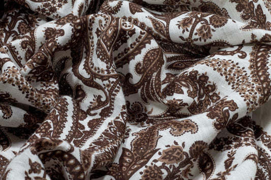 Brown Floral Linen - Prime Fabrics