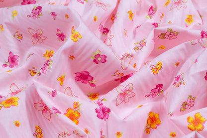 Pink Floral Cotton Voile - Prime Fabrics