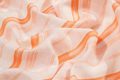 Coral Striped Linen - Prime Fabrics
