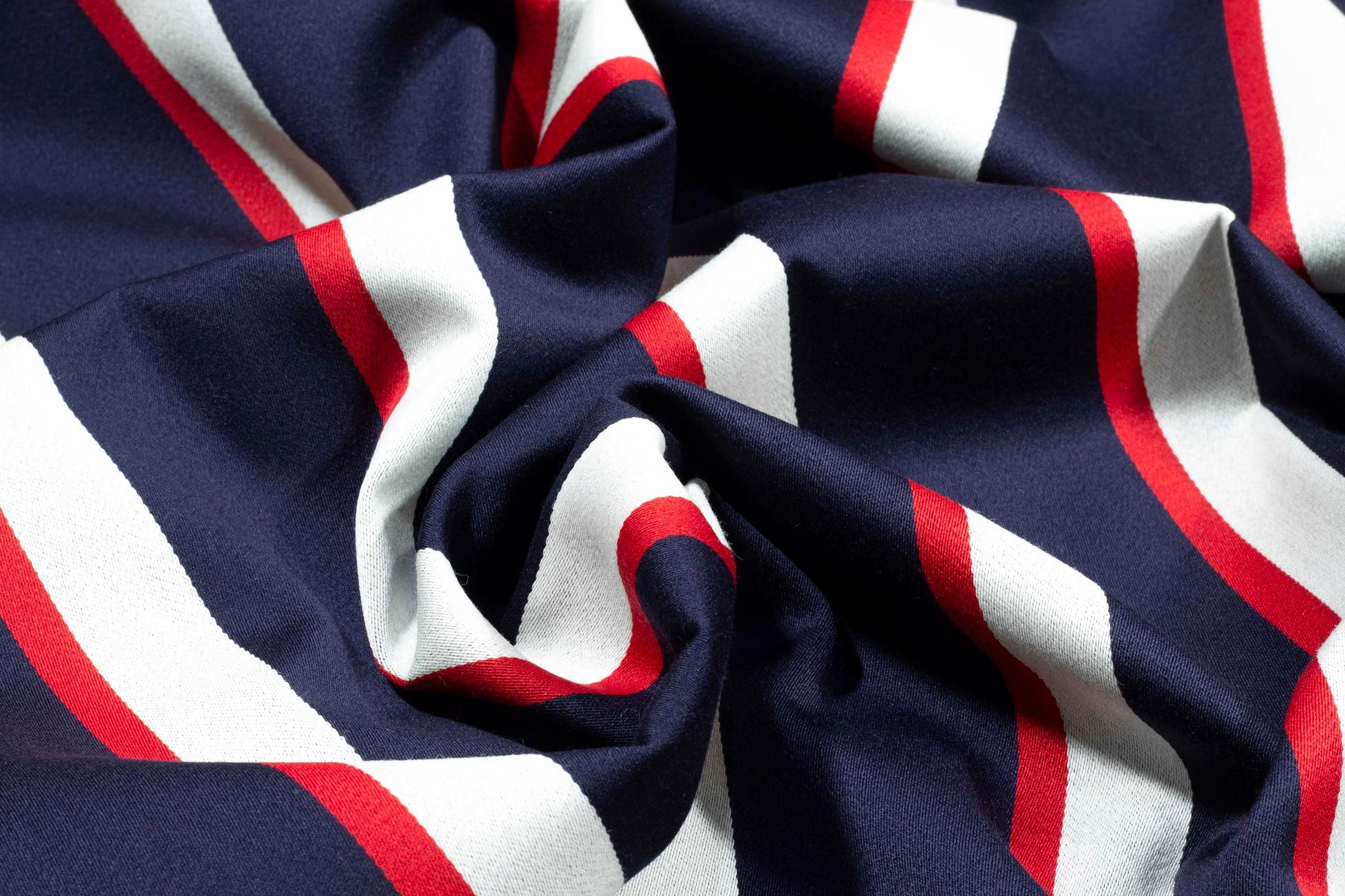 Navy, Red, and White Striped Italian Wool Suiting - Prime Fabrics
