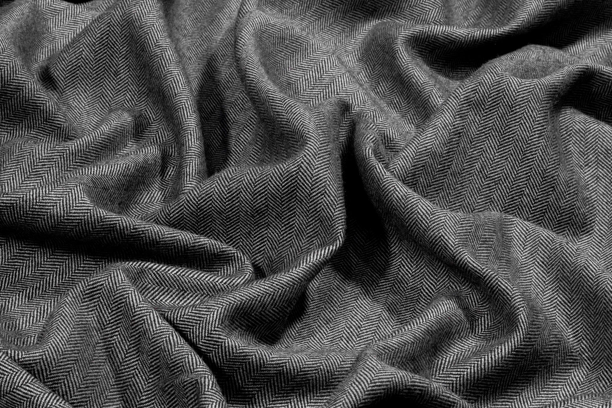 Gray Herringbone Italian Wool Suiting - Prime Fabrics