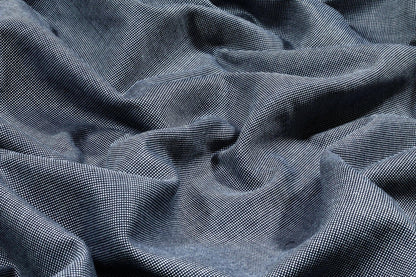 Navy and White Pin Dotted Italian Wool Suiting - Prime Fabrics