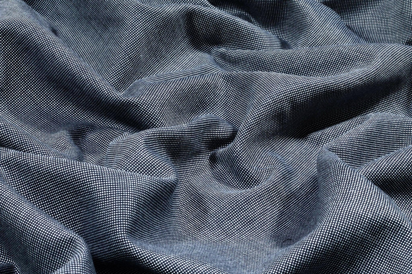 Navy and White Pin Dotted Italian Wool Suiting - Prime Fabrics