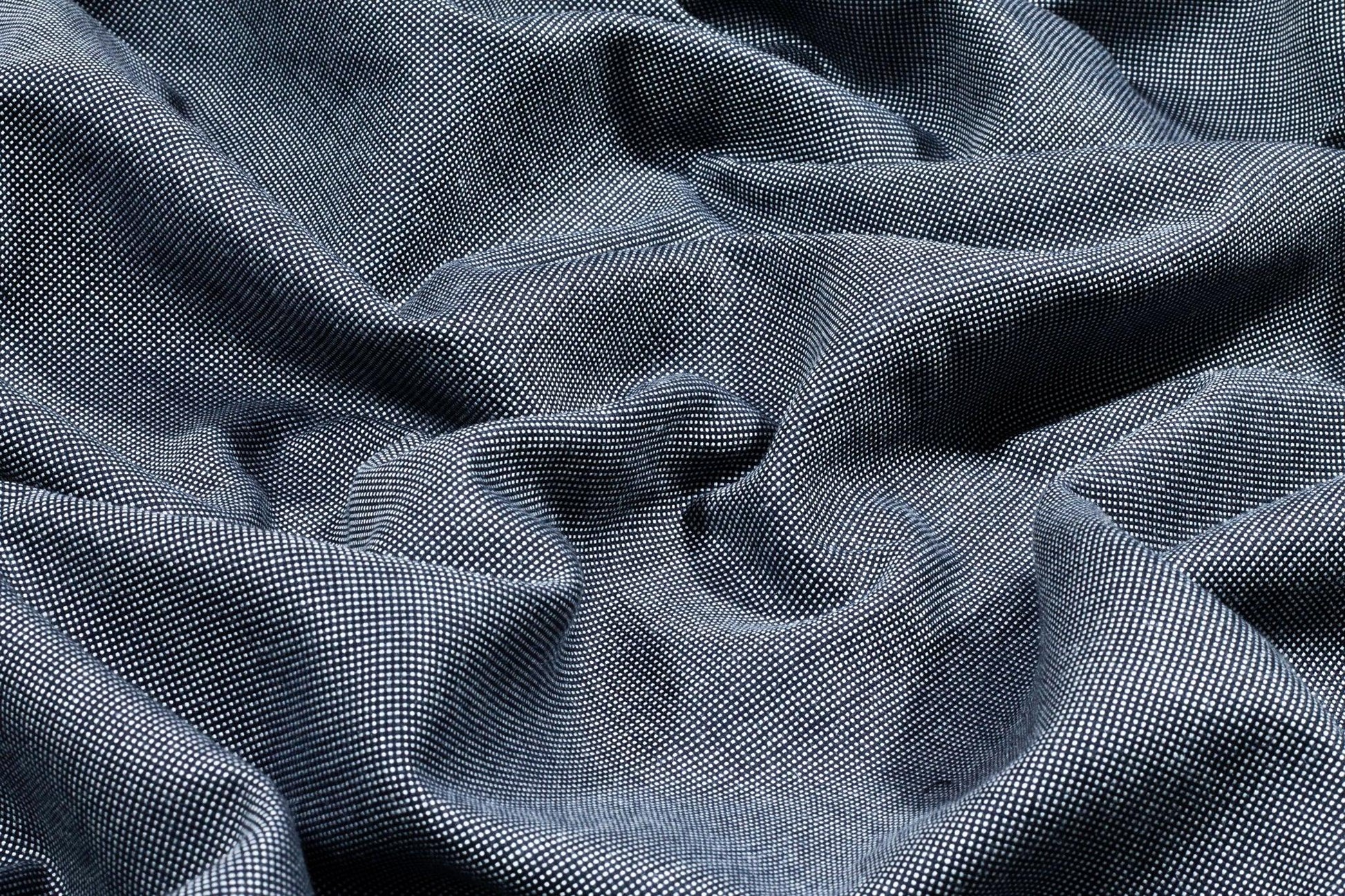 Navy and White Pin Dotted Italian Wool Suiting - Prime Fabrics