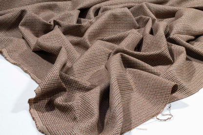 Brown and Burgundy Checked Italian Wool Suiting - Prime Fabrics
