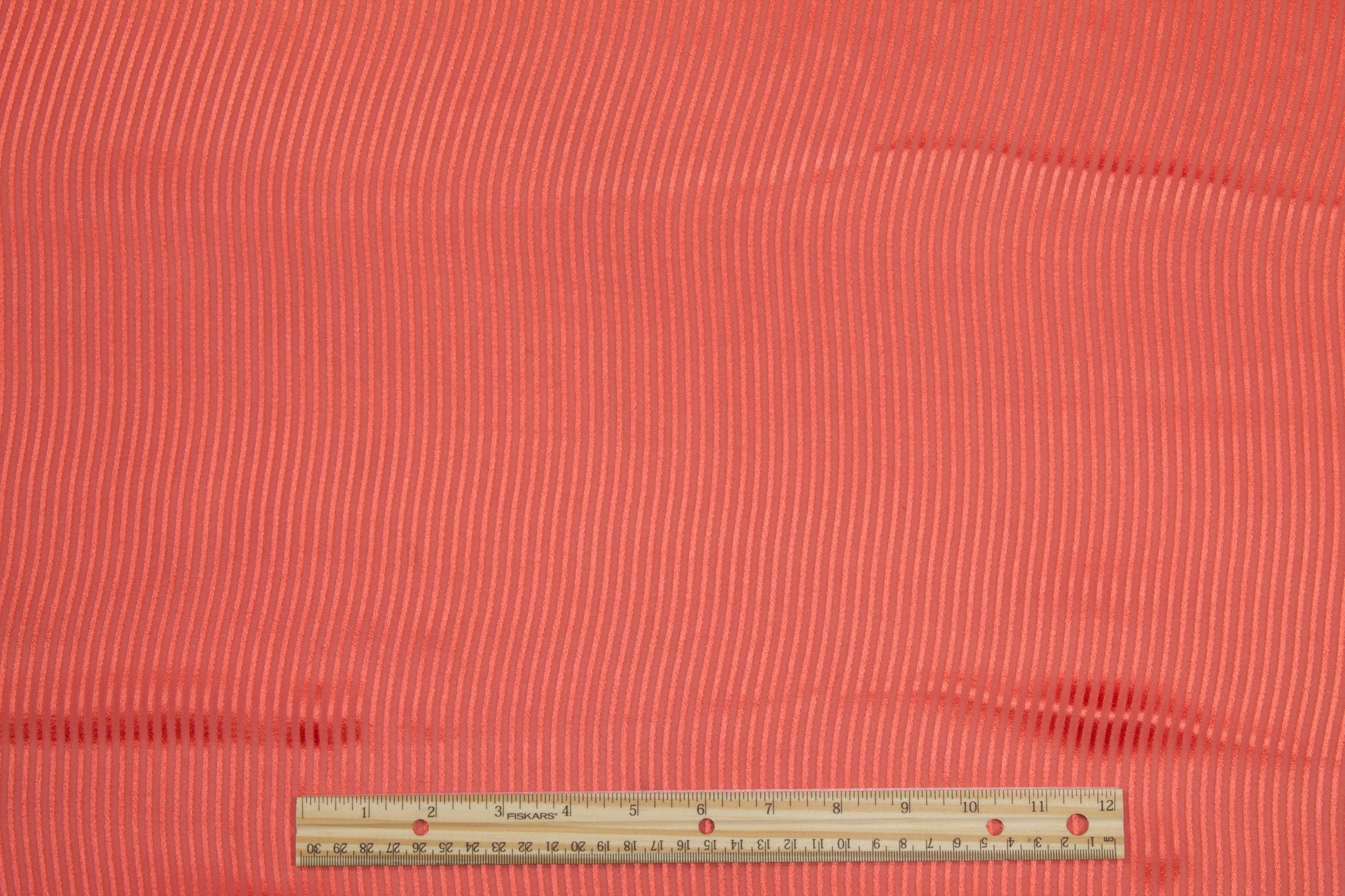 Coral Pink Striped Italian Silk Chiffon Burnout - Prime Fabrics