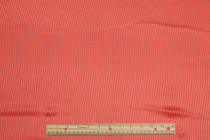 Coral Pink Striped Italian Silk Chiffon Burnout - Prime Fabrics