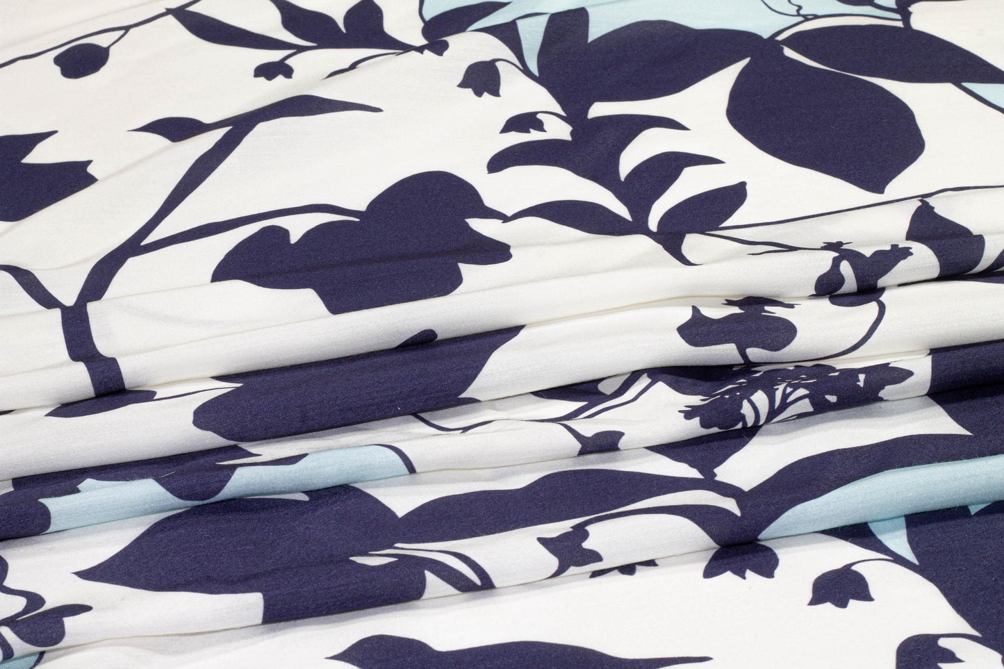 Blue and White Abstract Linen - Prime Fabrics