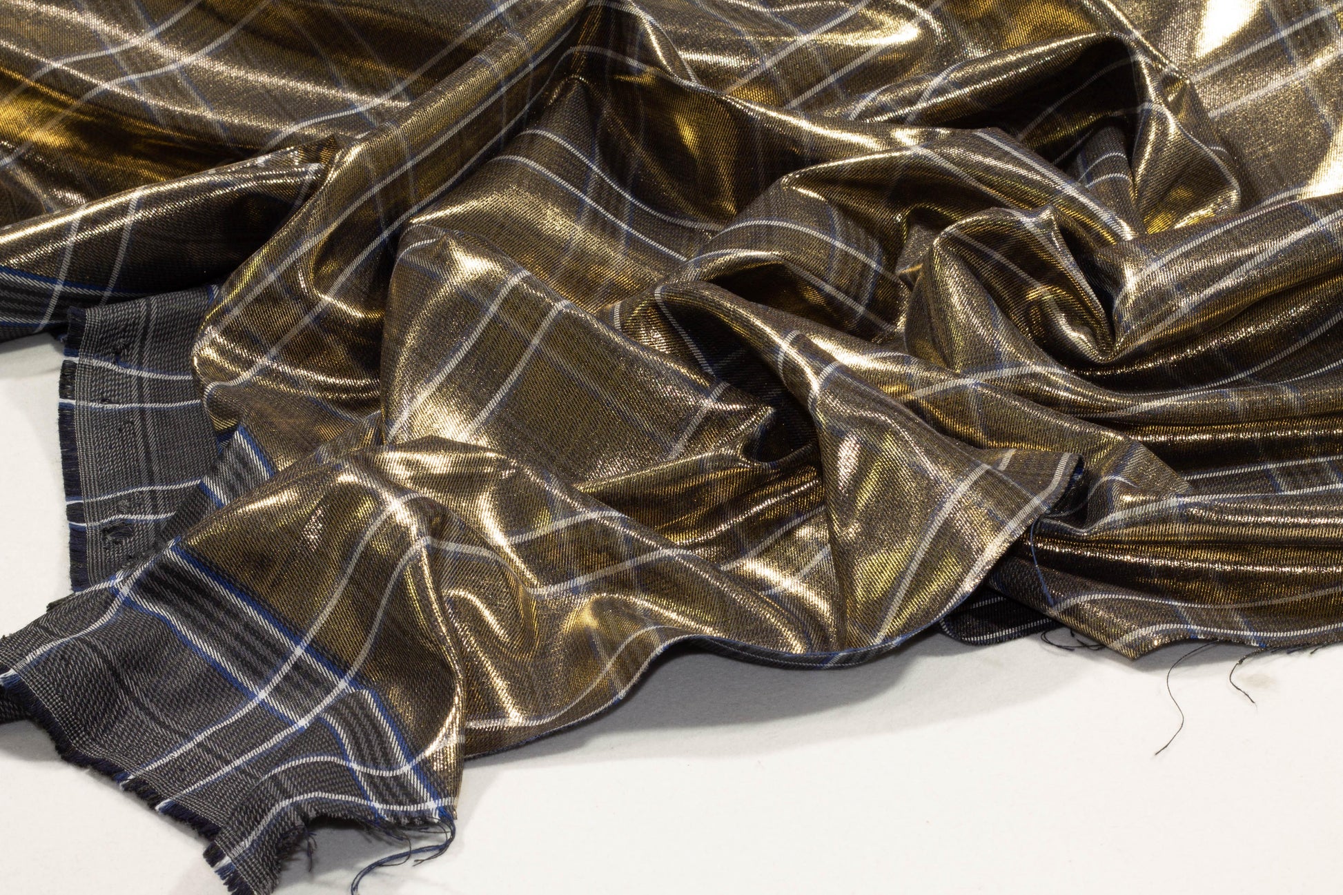Double Faced Plaid Cotton Lamé Suiting - Prime Fabrics