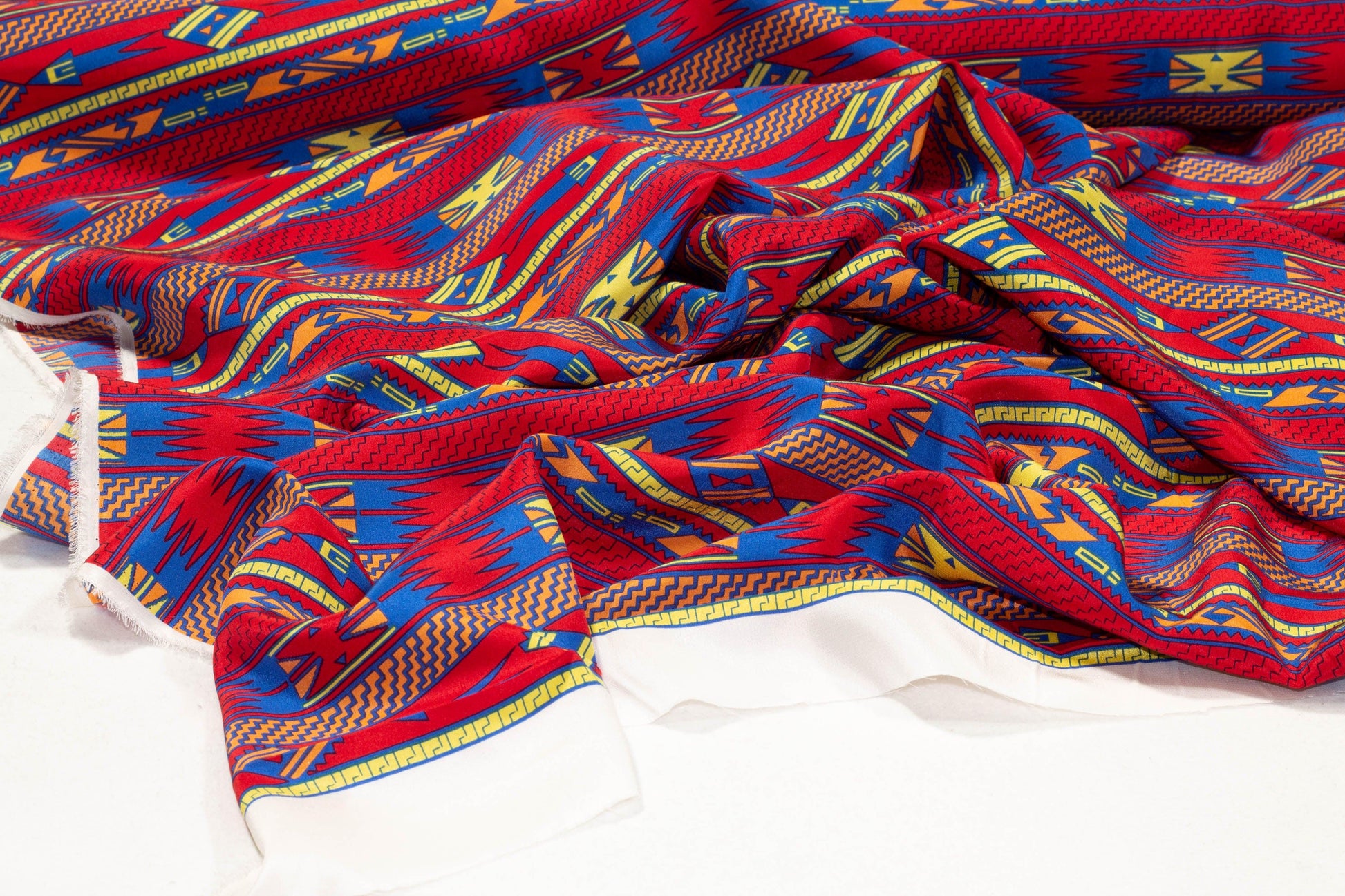 Red, Yellow, Blue Silk Crepe De Chine - Prime Fabrics