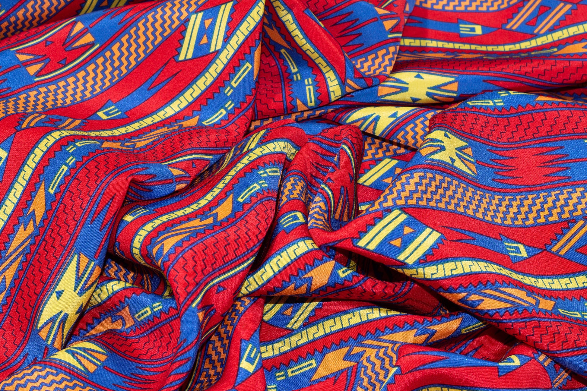 Red, Yellow, Blue Silk Crepe De Chine - Prime Fabrics