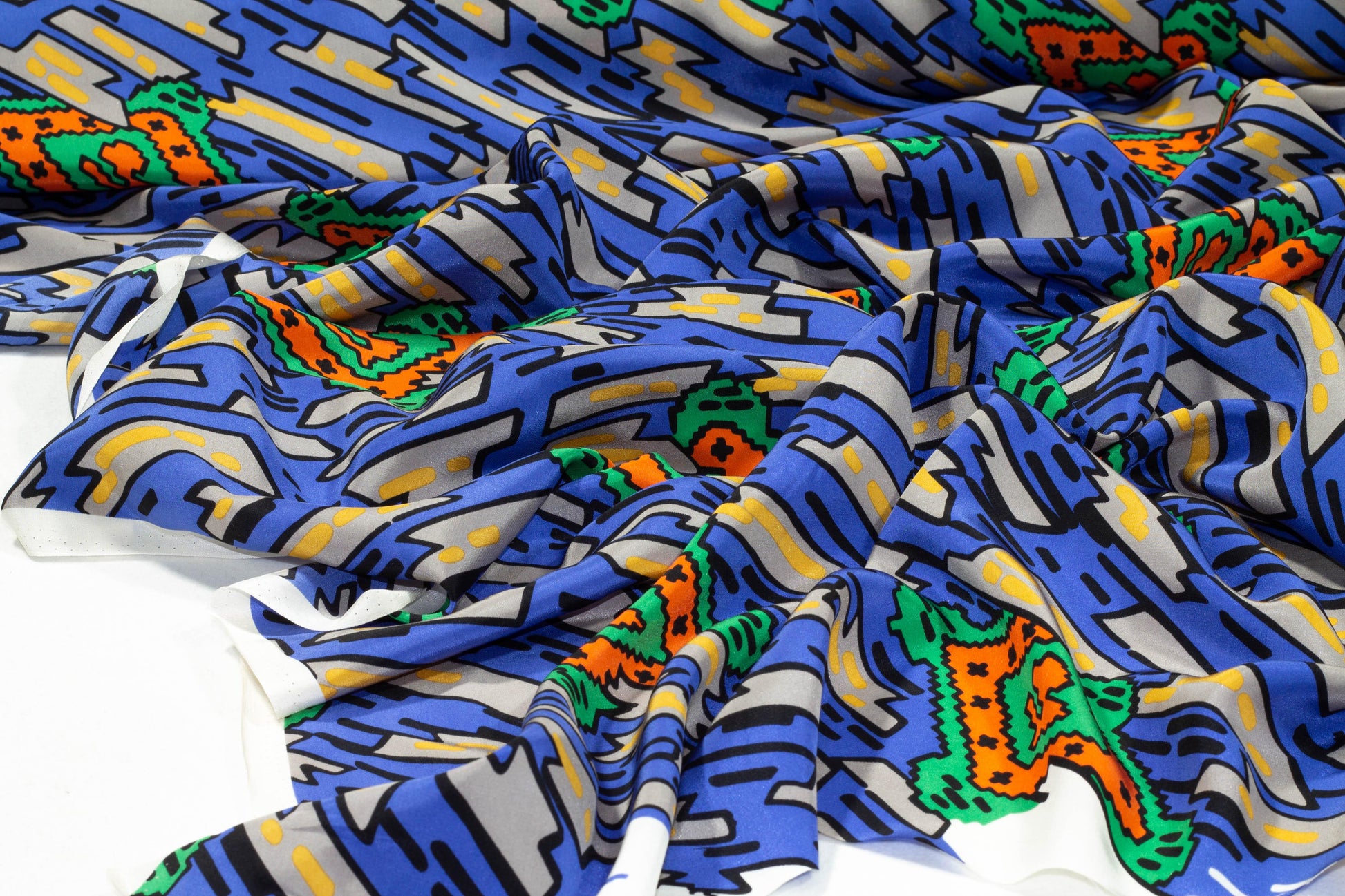 Multicolor Abstract Silk Crepe De Chine - Prime Fabrics