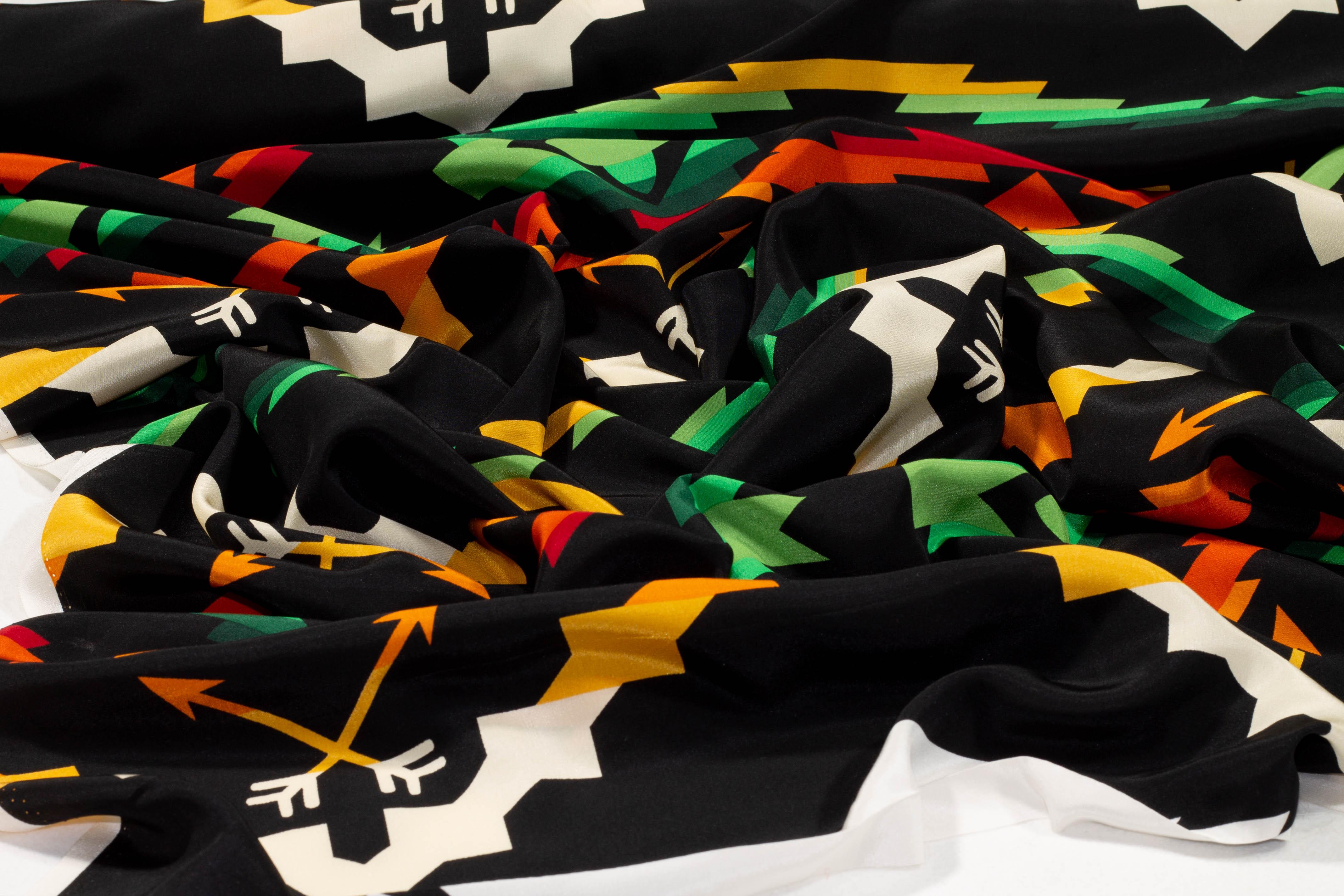 Multicolor Abstract Silk Crepe De Chine - Prime Fabrics