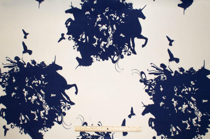 Navy and Off White Fairytale Silk Crepe de Chine - Prime Fabrics