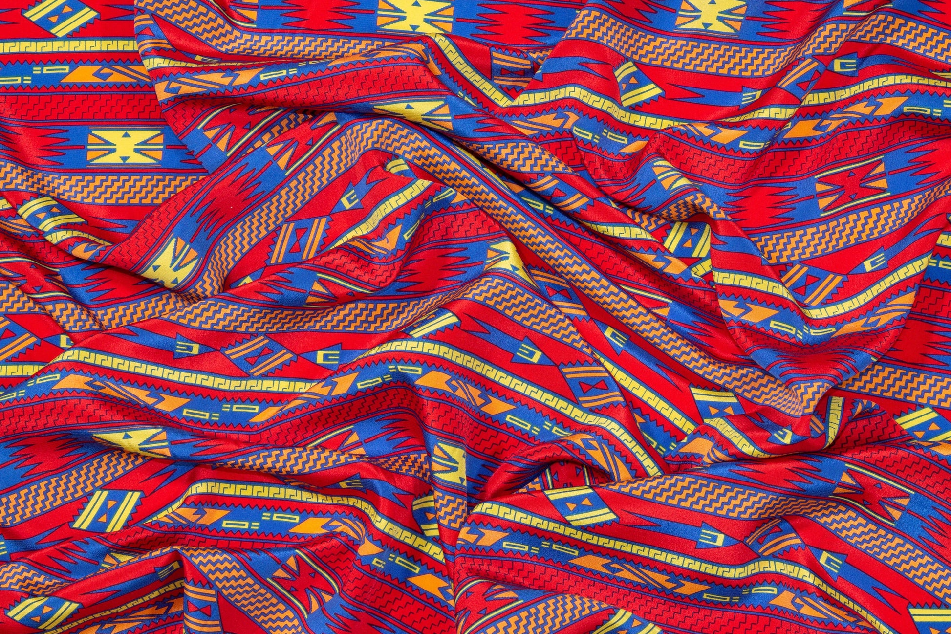 Red, Yellow, Blue Silk Crepe De Chine - Prime Fabrics