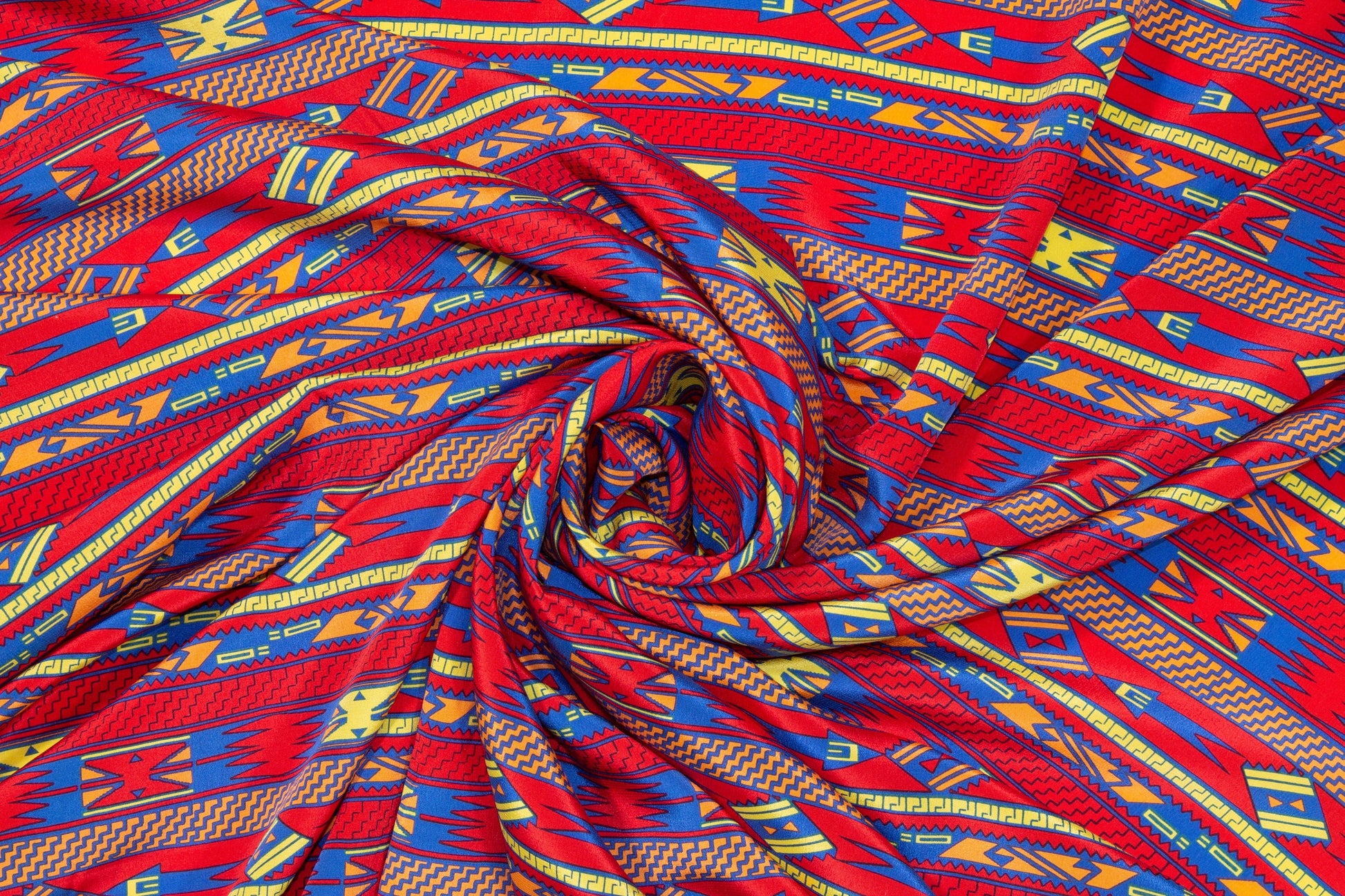 Red, Yellow, Blue Silk Crepe De Chine - Prime Fabrics