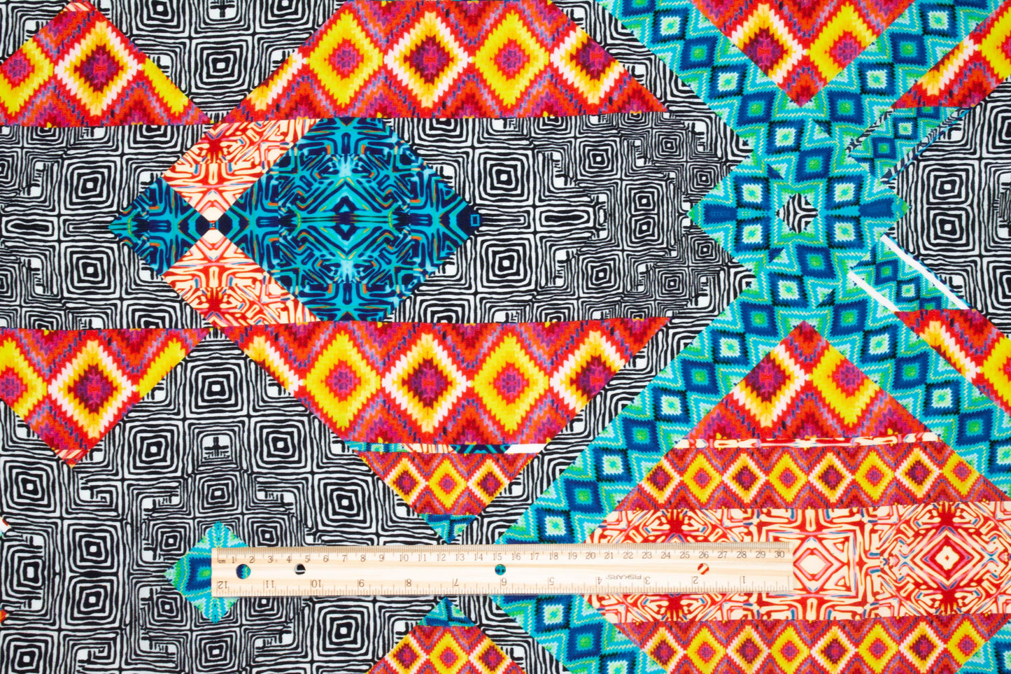 Multicolor Abstract Silk Crepe de Chine - Prime Fabrics