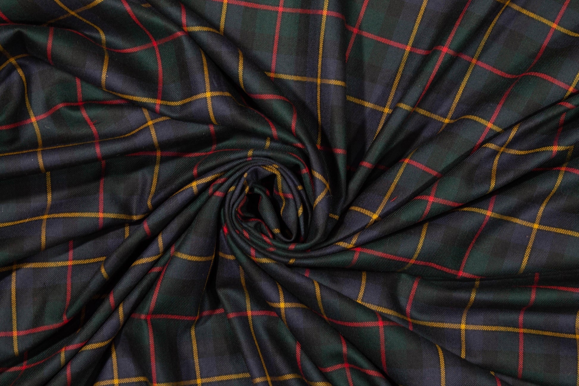Plaid Italian Wool Suiting - Green, Red, Yellow, Navy - Prime Fabrics