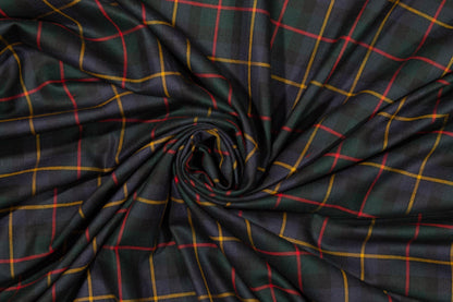 Plaid Italian Wool Suiting - Green, Red, Yellow, Navy - Prime Fabrics