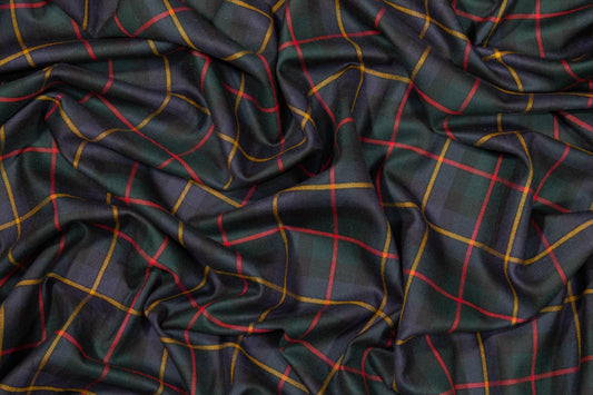 Plaid Italian Wool Suiting - Green, Red, Yellow, Navy - Prime Fabrics