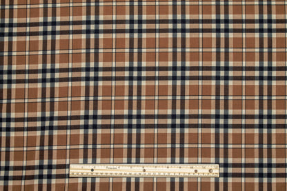 Brown Plaid Italian Wool Suiting - Prime Fabrics