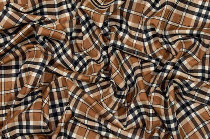 Brown Plaid Italian Wool Suiting - Prime Fabrics