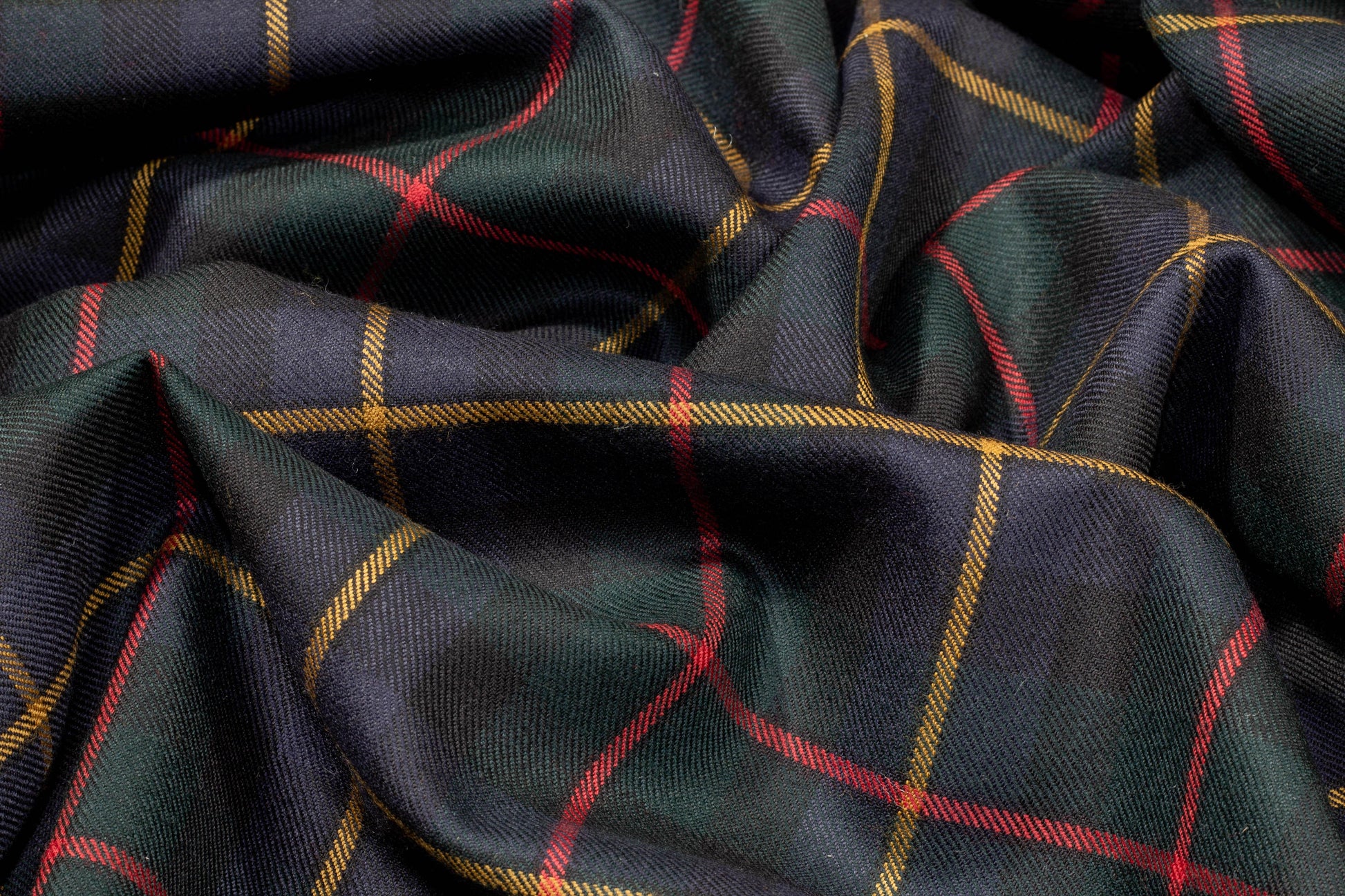 Plaid Italian Wool Suiting - Green, Red, Yellow, Navy - Prime Fabrics