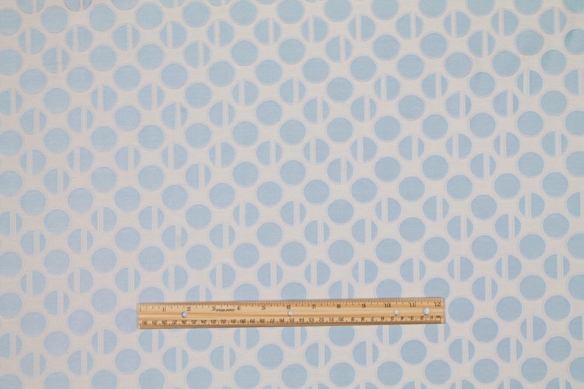 Sky Blue and White Circle Cotton Brocade - Prime Fabrics