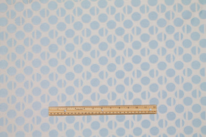 Sky Blue and White Circle Cotton Brocade - Prime Fabrics