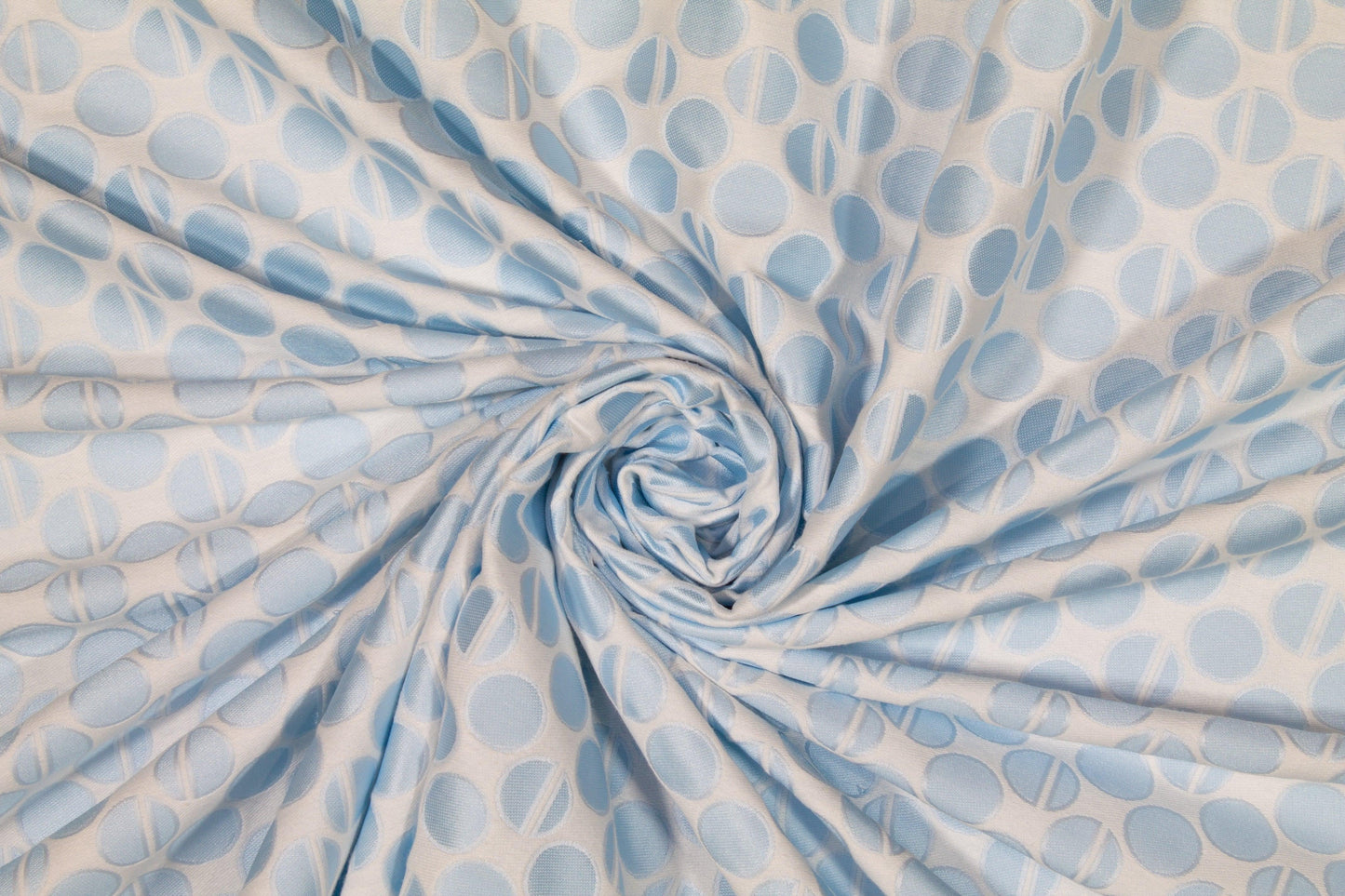Sky Blue and White Circle Cotton Brocade - Prime Fabrics