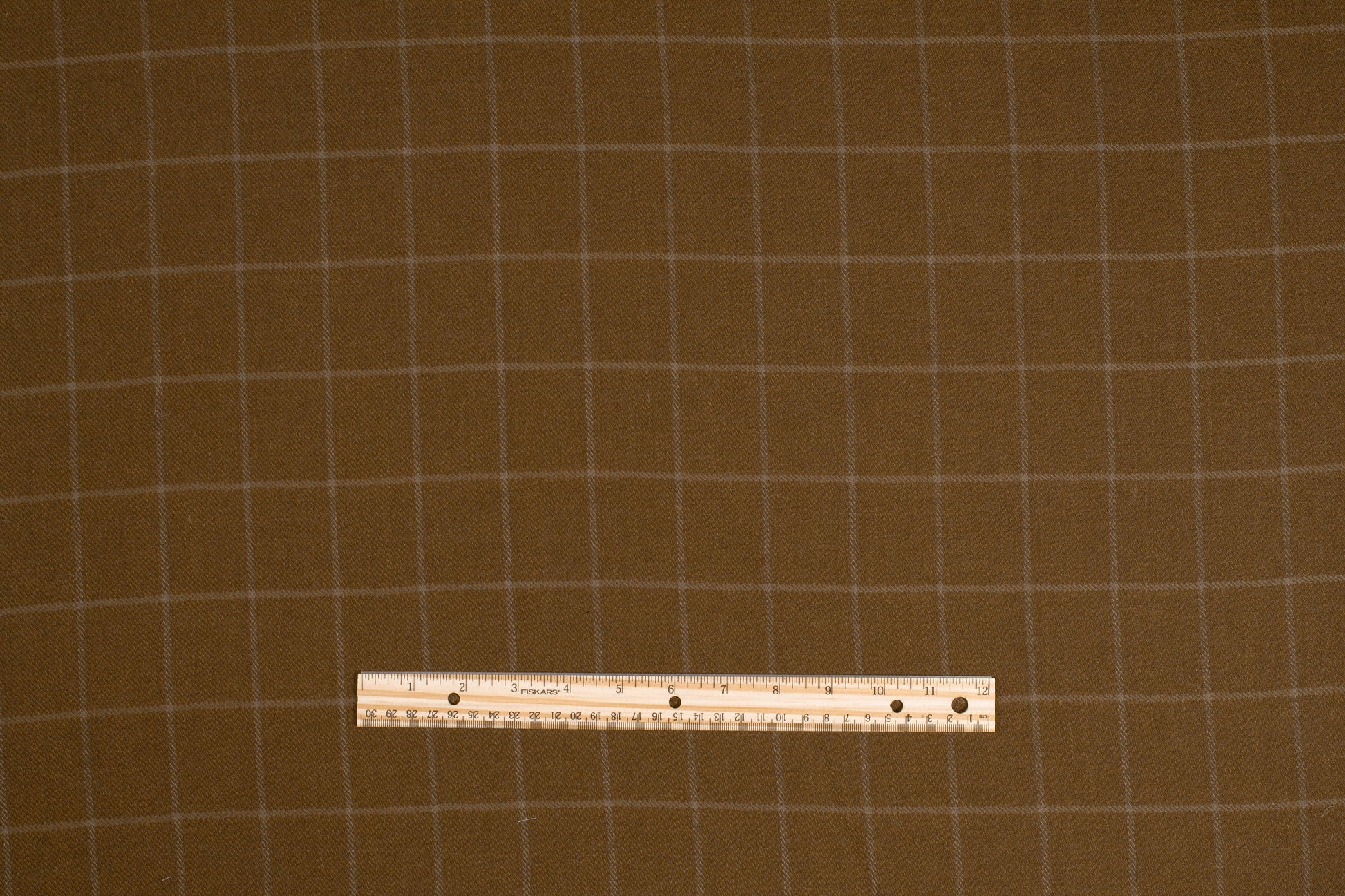 Brown Windowpane Italian Wool Twill - Prime Fabrics