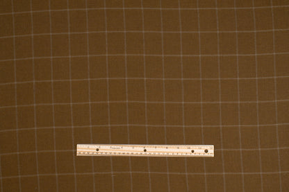 Brown Windowpane Italian Wool Twill - Prime Fabrics