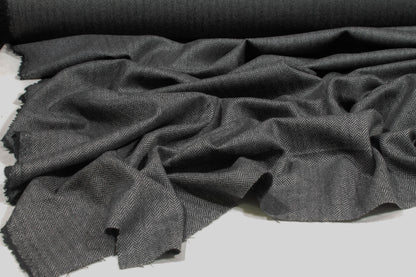 Charcoal Gray Herringbone Italian Wool - Prime Fabrics