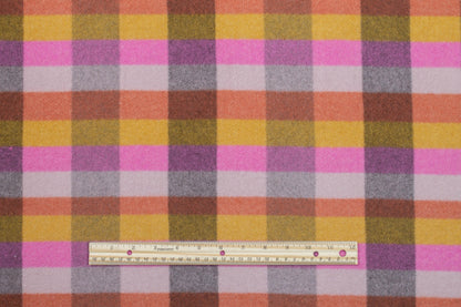 Plaid Double Faced Italian Wool Felt - Pink, Orange, Yellow, White - Prime Fabrics