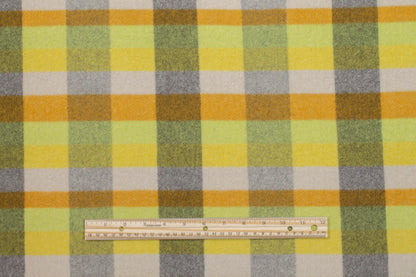 Plaid Double Faced Italian Wool Felt - Yellow, Orange, Green, White - Prime Fabrics