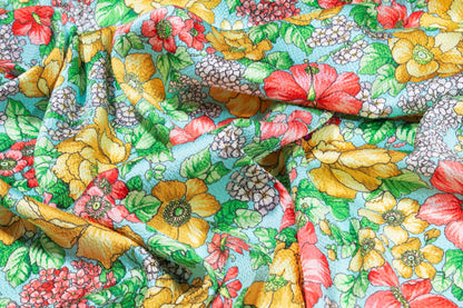 Emanuel Ungaro - Tropical Floral Italian Hammered Stretch Silk - Prime Fabrics