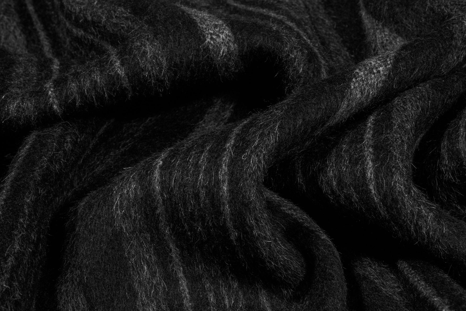 Charcoal Gray Striped Mohair Wool Coating - Prime Fabrics