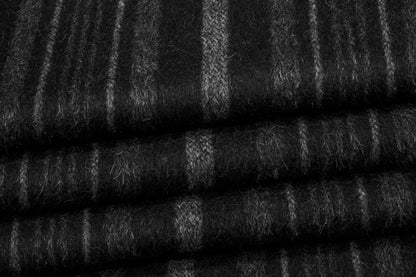 Charcoal Gray Striped Mohair Wool Coating - Prime Fabrics