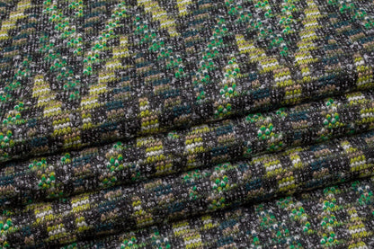 Green Boucle Based Italian Wool Coating - Prime Fabrics