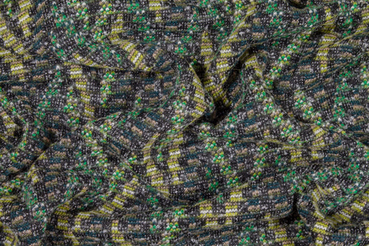 Green Boucle Based Italian Wool Coating - Prime Fabrics