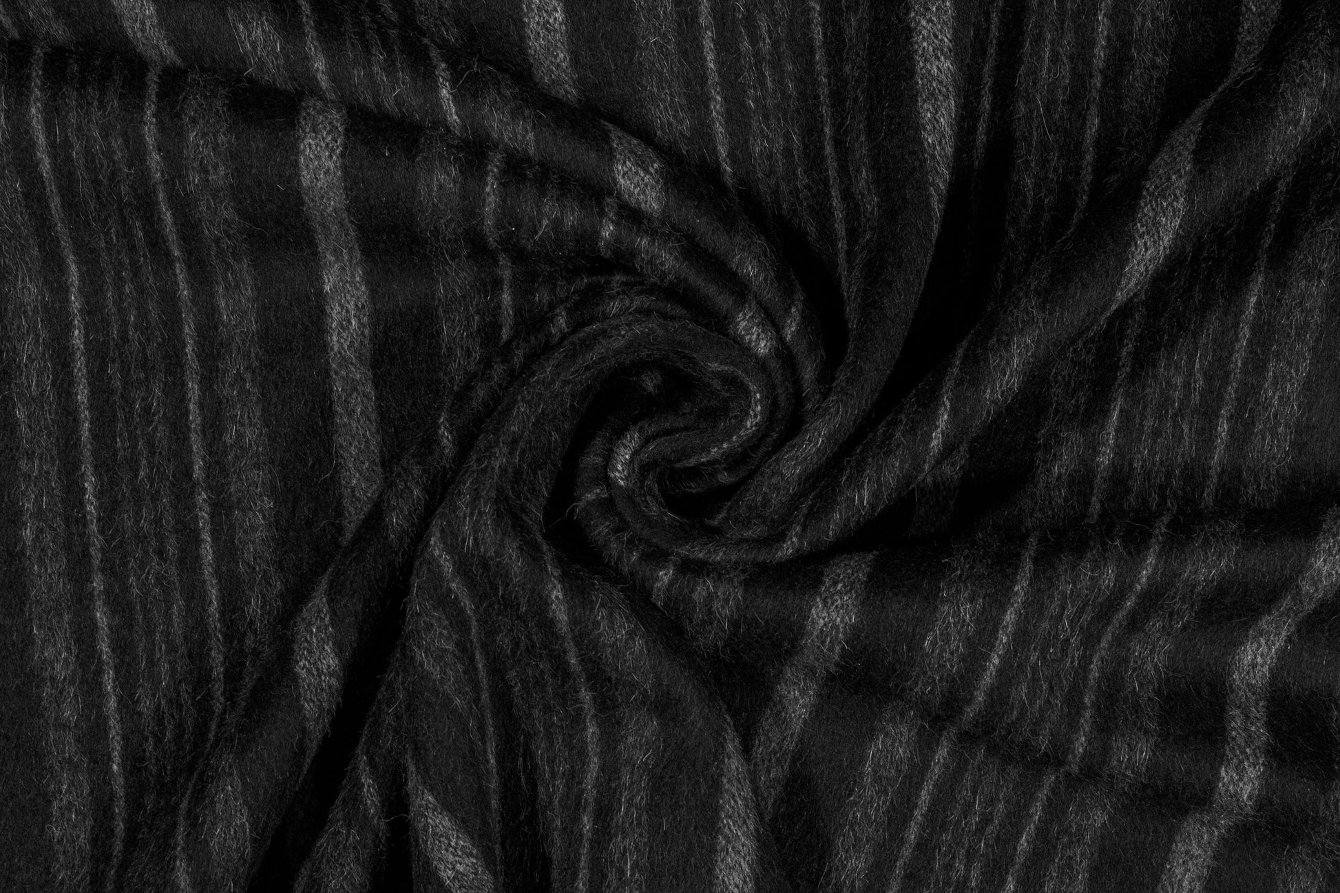 Charcoal Gray Striped Mohair Wool Coating - Prime Fabrics