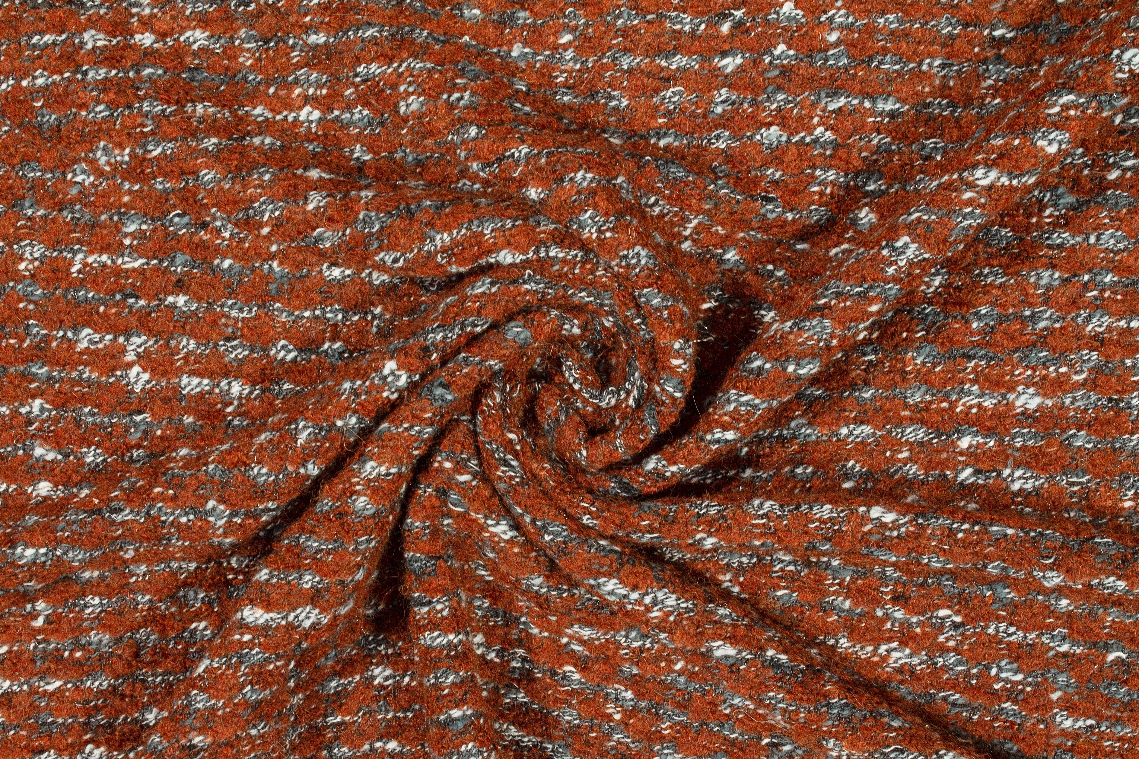 Orange and Gray Italian Wool Tweed - Prime Fabrics