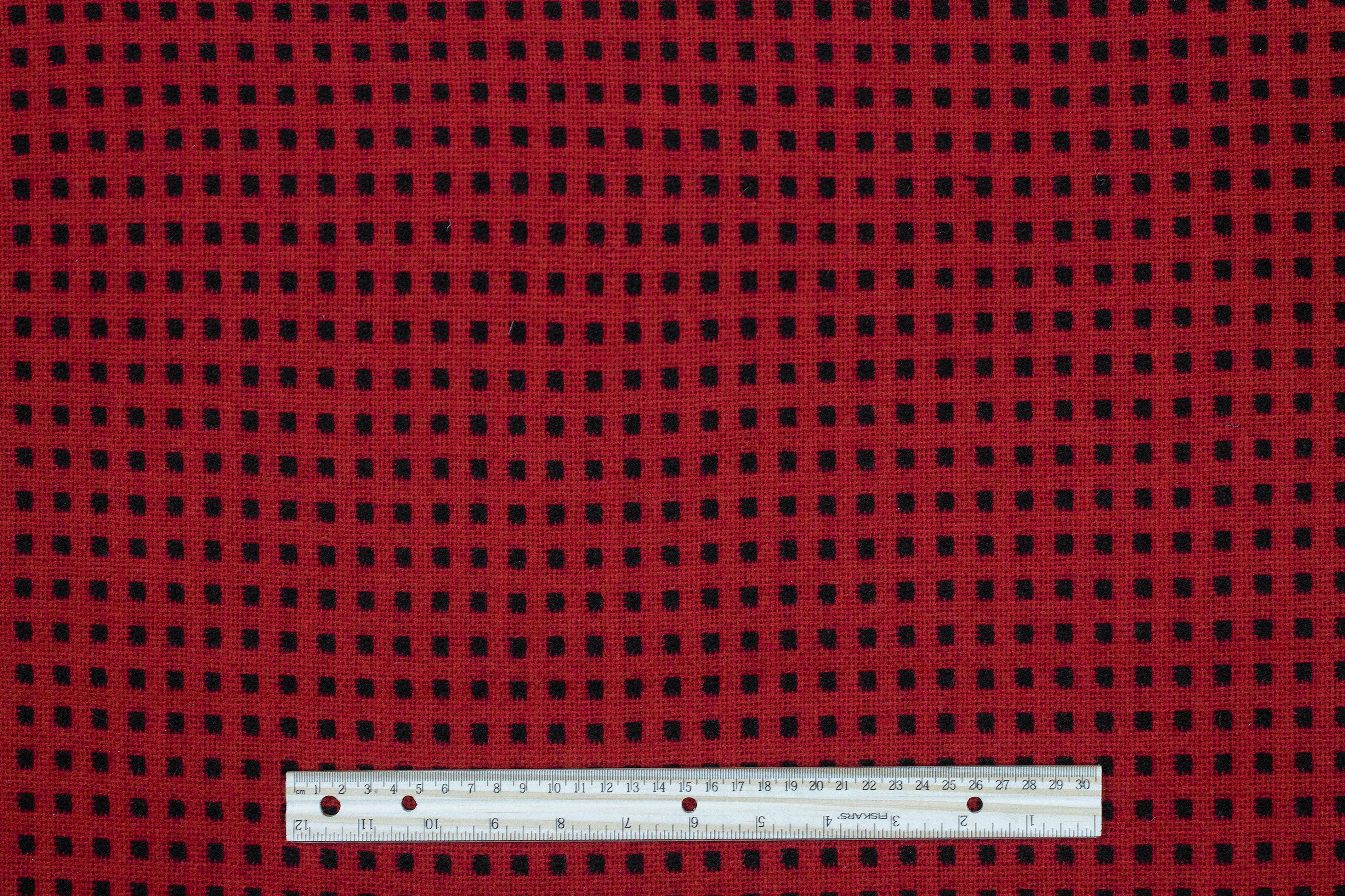 Red and Black Double Faced Italian Wool Coating - Prime Fabrics