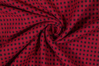 Red and Black Double Faced Italian Wool Coating - Prime Fabrics