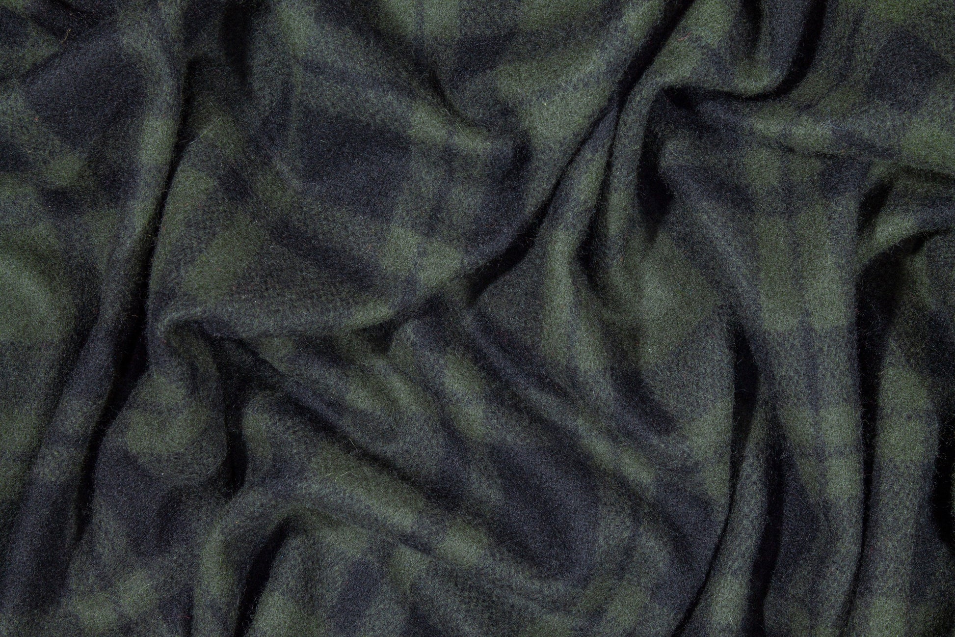 Dark Green Plaid Double Faced Italian Wool Coating - Prime Fabrics