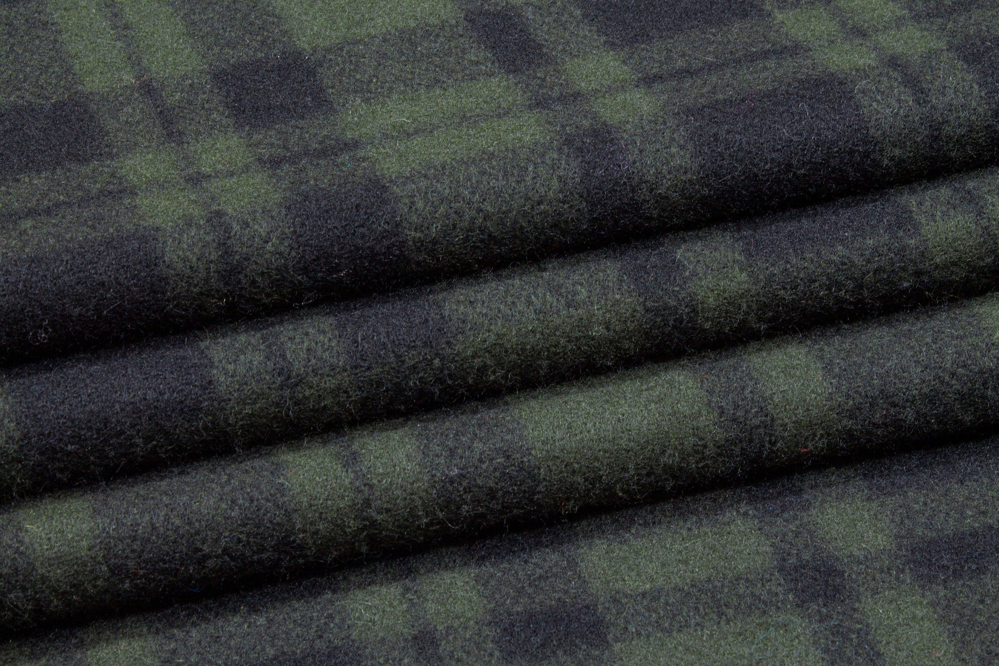 Dark Green Plaid Double Faced Italian Wool Coating - Prime Fabrics